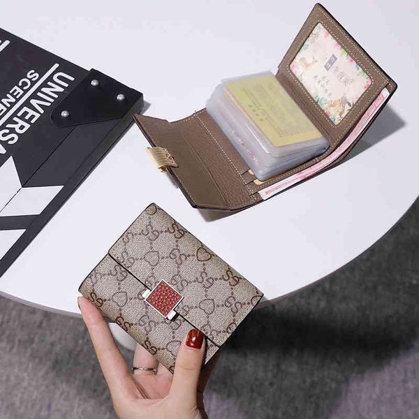 

2022 factory outlet online new fashion driver's license bag wallet one package women's small and thin multi card slot short wallet, Red;black