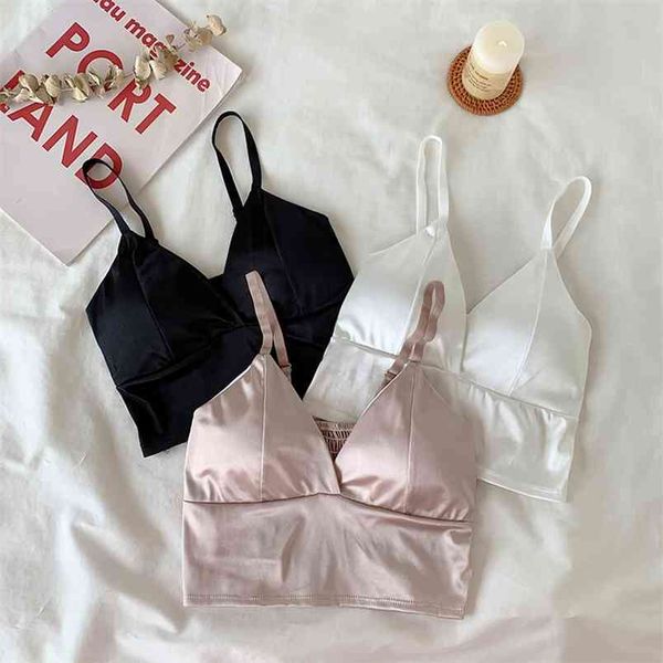 

vest crop seamless bralette tees fashion womens summer camis tanks comfortable bandeau bra 210507, White