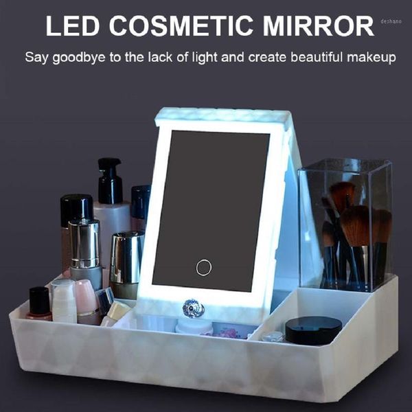 

multifunctional makeup box with led vanity mirror storage beauty tools simple and practical cosmetic case mirror1