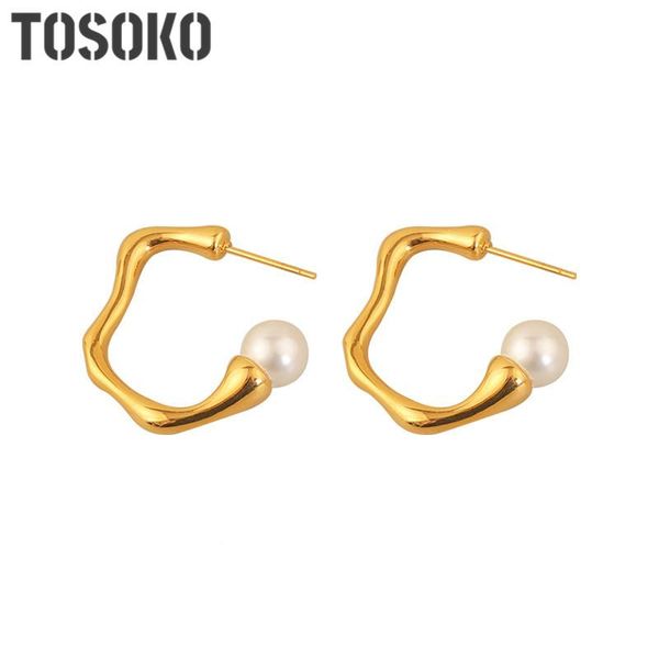 

stainless steel c-type pearl earrings with exaggerated personality jewelry for women bsf265 hoop & huggie, Golden;silver