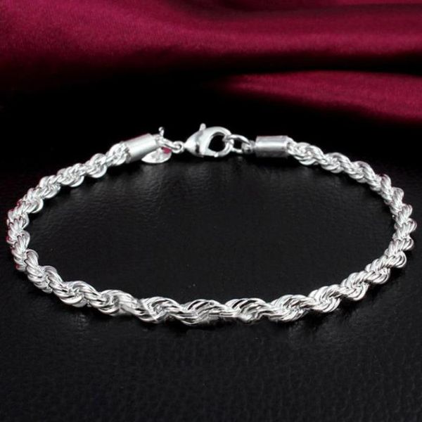 

charm bracelets 1 4mm classic 925 silver plated bracelet fashion creative simple twist ring personality women's jewelry, Golden;silver