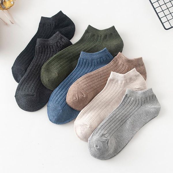 

men's socks 7 pairs of summer solid color breathable cotton fashion ankle boat, Black