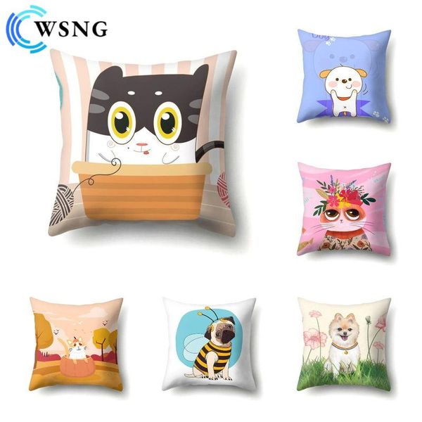 

cushion/decorative pillow cartoon cat dog creative fashion geometry single sided polyester covers decorative home supplies cushion cover 45x