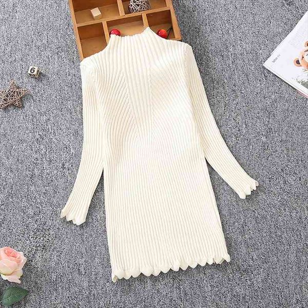 

kids girls knitted sweater spring autumn winter baby turtleneck long for teen girl wear warm clothing 2 4 8 10, Blue