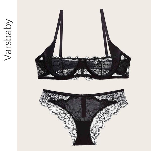 VARSBABY sexy in pizzo di cotone ultra-sottile mezza tazza trasparente e comodo reggiseno sfoderato per le donne x0526