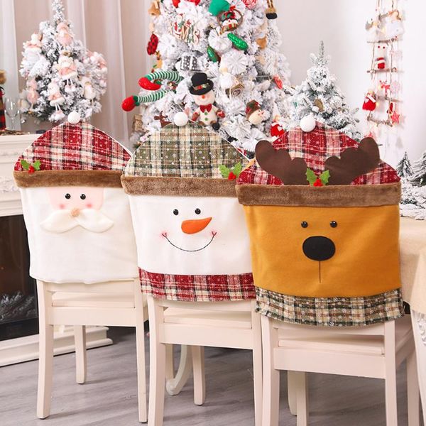 

chair covers christmas decoration dining seat santa claus home party decor cartoon old man snowman stool set