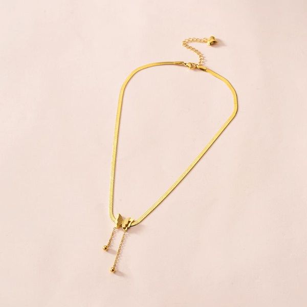 

stainless steel 2021 female gold color butterfly necklaces exquisite snake bone fashion party collier pendant, Silver