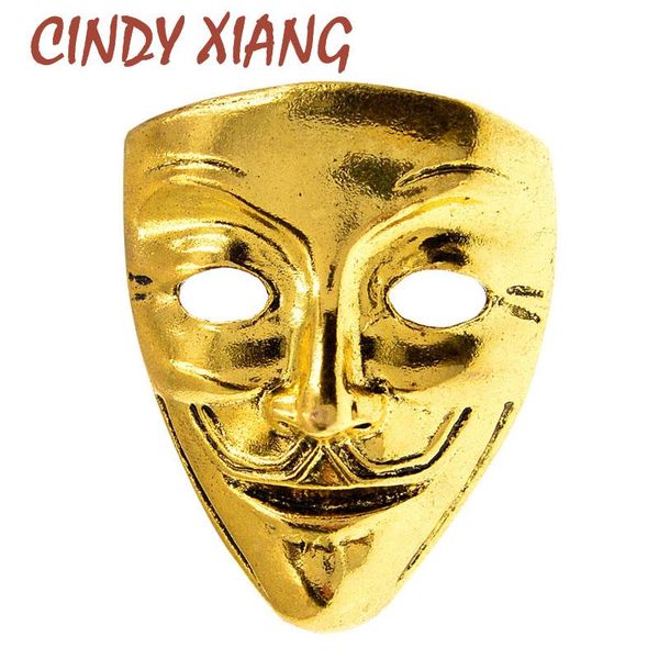 

pins, brooches cindy xiang funny abstract gold silver color metal exaggerated hollow eyes figure face women and men brooch party gift, Gray