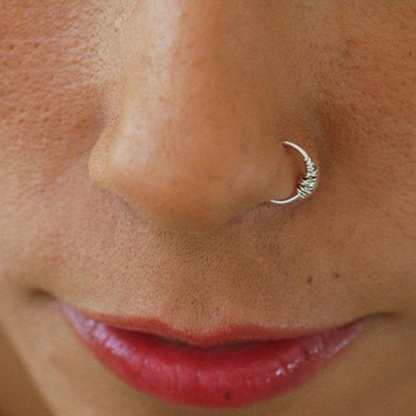 

real ring handmade gold filled/952 silver nose rings charm hoop fake piercing grillz punk jewelry