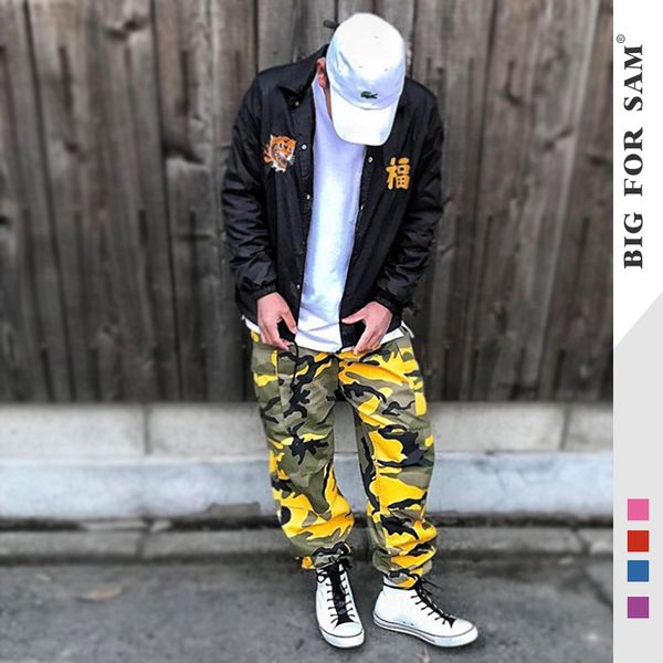 

men's pants sports pants military multi pocket camouflage overalls hip hop casual pants, Black