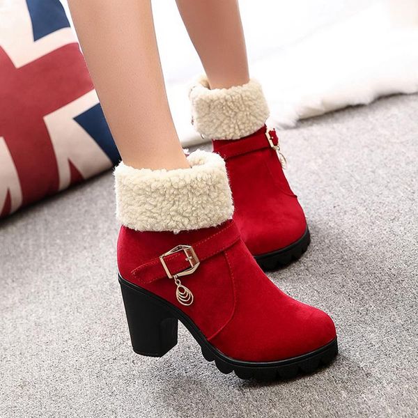 

boots autumn winter women solid lace-up european ladies shoes leather fashion high quality, Black