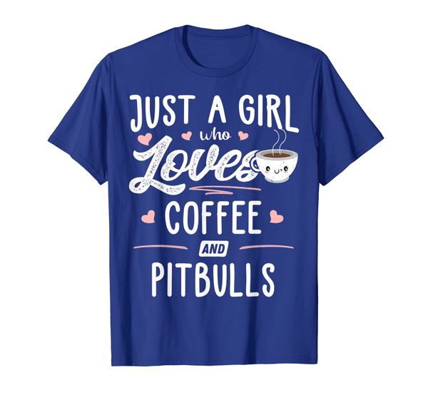 

just a girl who loves coffee and pitbulls gift women t-shirt, White;black