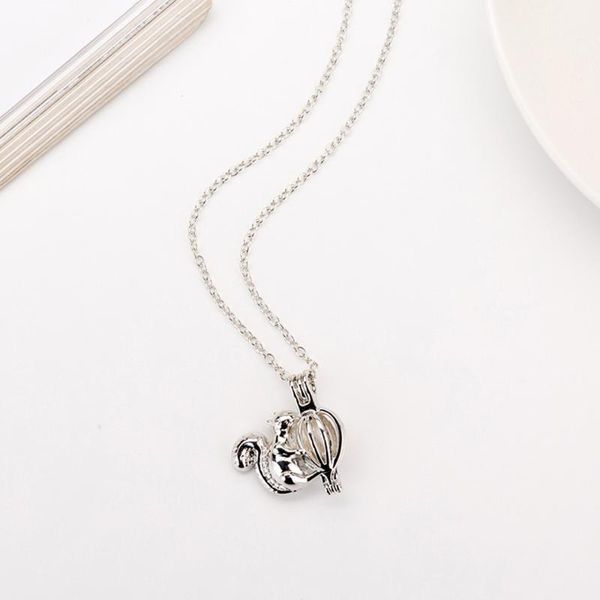

chains glow in the dark squirrel pendants luminous pendant necklace unique jewelry gift, Silver