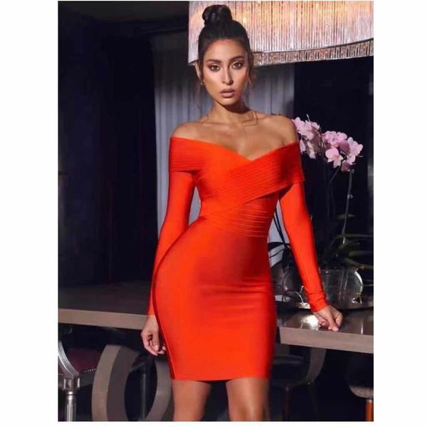 

dress red long sleeve off the shoulder rayon bandage elegant club party dress vestidos, Black;gray