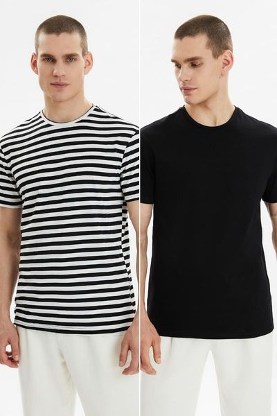

men's t-shirts trendyol male 2'li package t-shirt tmnss21ts2320, White;black