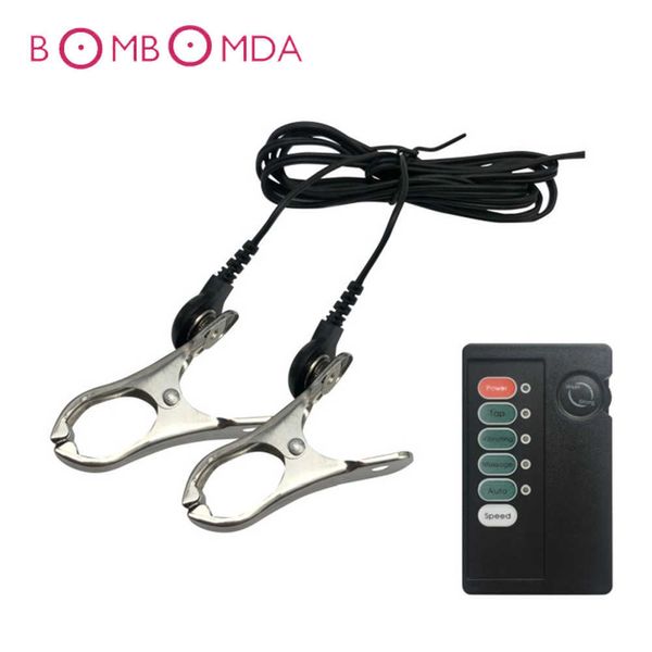 Scossa elettrica Capezzolo Clip Prodotto adulto del sesso Clip per latte in metallo Clip per clitoride al seno femminile Massaggio Giocattoli del sesso per coppie amante Gioco P0816