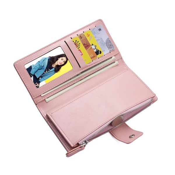 

wallets 2021 women long fashion fastener hasp pu leather wallet female purse clutch money coin, Red;black