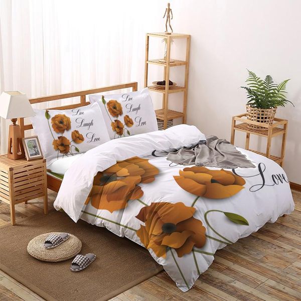 

bedding sets poppy flower positive energy text duvet cover set home textile bedclothes comforter luxury bedroom sheet