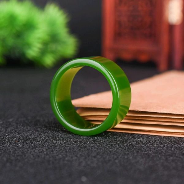 

cluster rings natural green hetian jade 7-10 size ring chinese jadeite amulet fashion charm jewelry hand carved crafts gifts for women men, Golden;silver