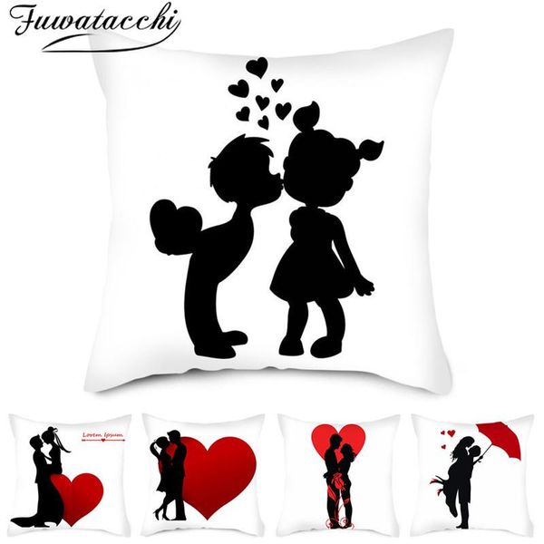 Almofada / travesseiro decorativo Fuwatacchi casais doces impressos capa capa amor amantes po tampas para casos decorativos de sofá em casa 45x45cm