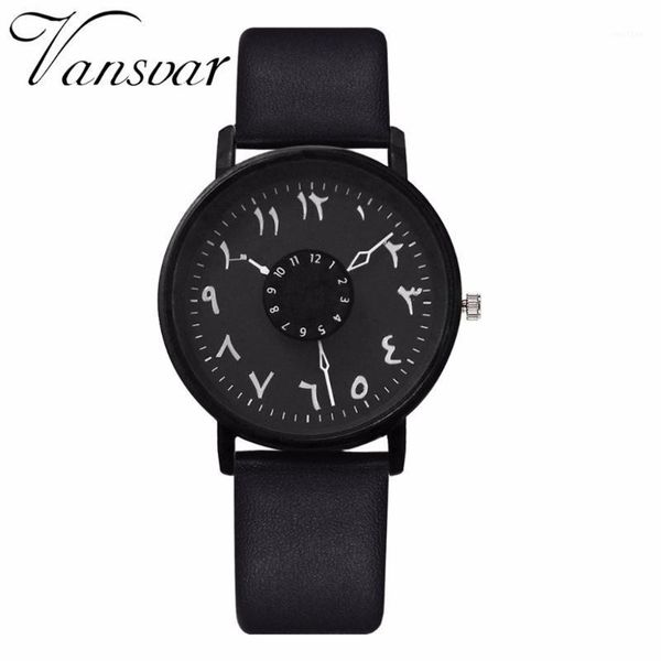 

wristwatches vansvar brand fashion women arabic numbers watch luxury leather creative turn dial quartz relogio feminino selling, Slivery;brown
