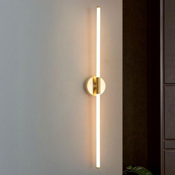 

wall lamp gold modern led brief bedroom study lights simple bedside creative acrylic light pipe living room home lamps