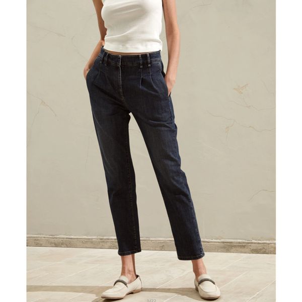 

women's jeans cropped de perna reta feminino cintura mÃ©dia, jeans britÃ¢nico intelectual e da moda 95be, Blue