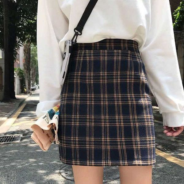 

summer gothic black white plaid mini skirt women vintage high waist a-line skirts harajuku casual clothes jupe femme streetwear 210619