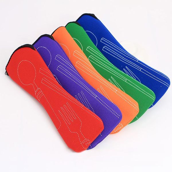 

2pc travel cutlery bag portable zipper soft chopsticks knife fork storage bags