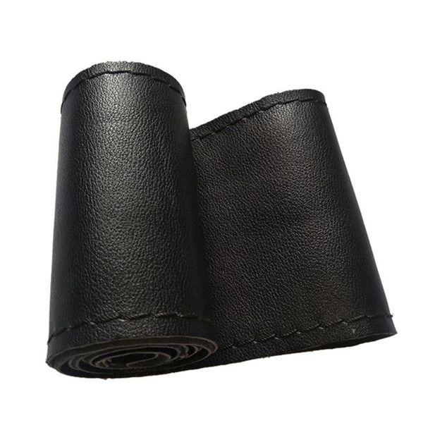 

car hand sewing steering wheel cover microfiber leather handlebar set covers
