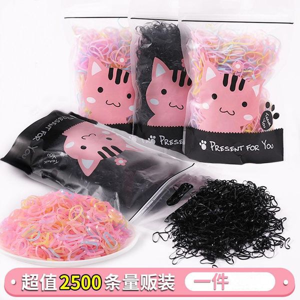 

hair accessories cute little rubber band children don't hurt headband disposable rope circle ornament baby girl, Slivery;white