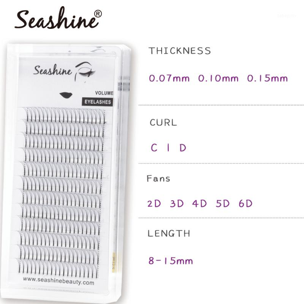 

seashine long stem premade fans russian volume eyelashes extension 8mm to 18mm 1