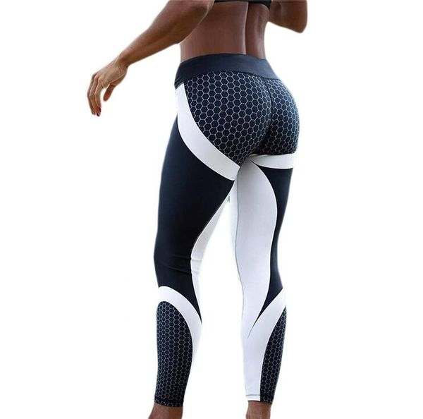 

women's leggings mesh pattern print fitness women high waist sporting workout elastic slim pants drop, Black