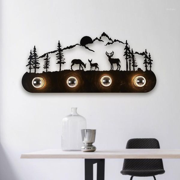 

retro sconce wall lamp creative deer horse windmill lighting mounted loft vintage iron lamparas de pared living room1