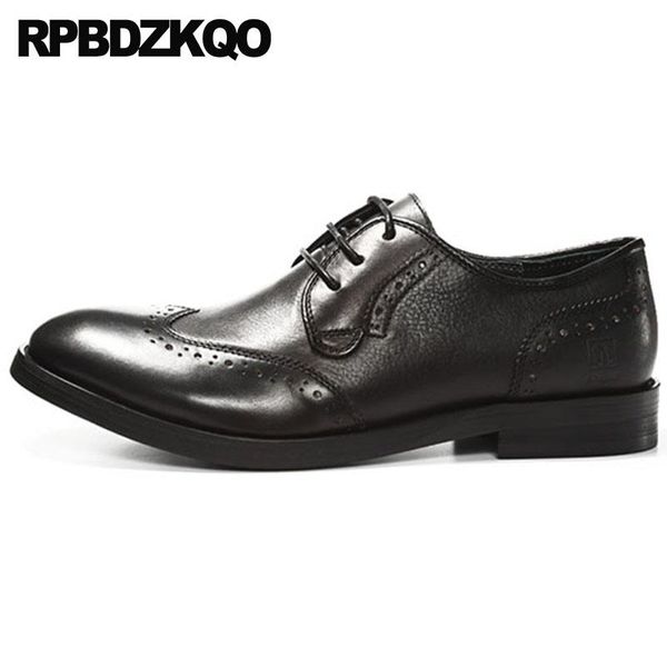 

dress shoes retro black party british style italy brogue real leather men brush oxfords wingtip european custom handmade italian