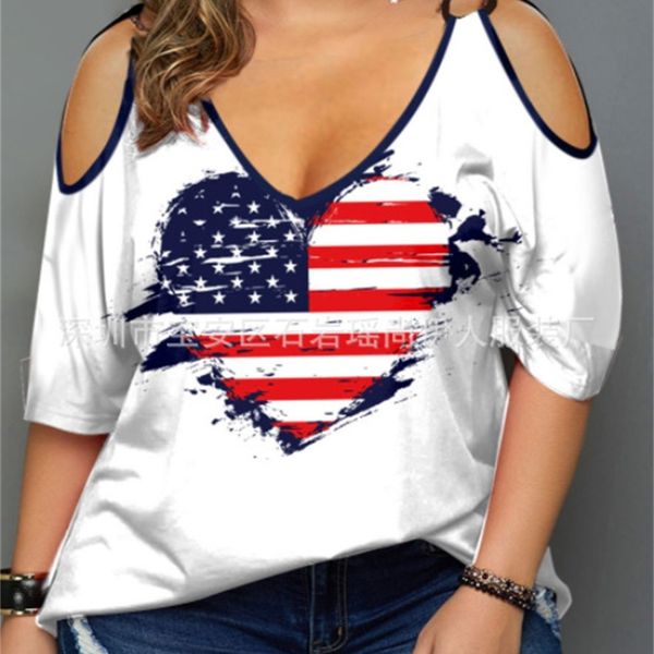 

2021 print off shoulder large women's t-shirt new color, White