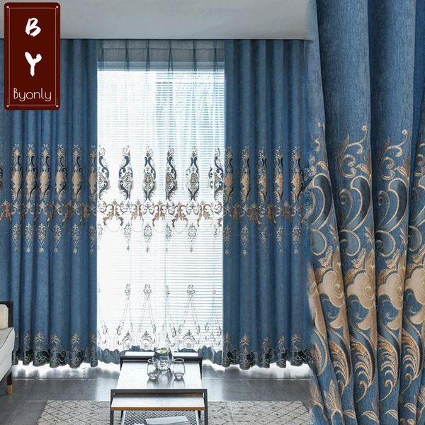 

curtain & drapes european chenille green embroidered curtains living room windows classic luxury elegant for bedroom custom