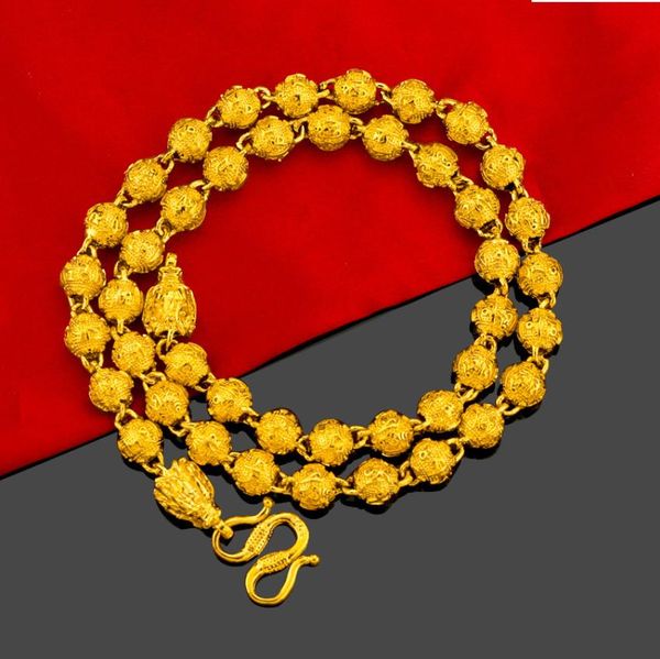 

men classic chain 24k yellow gold plated dragon necklace beads men's necklaces fashion vintage link jewelry good quality chains for par, Silver
