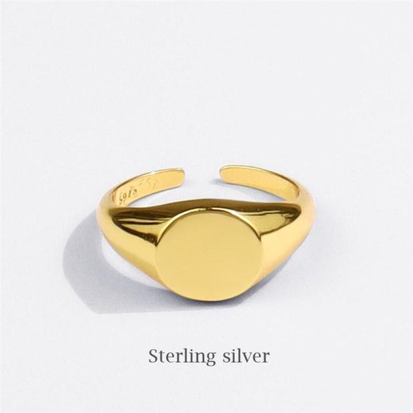 

cluster rings sole memory geometric circle cool shiny cute 925 sterling silver female resizable opening sri789, Golden;silver