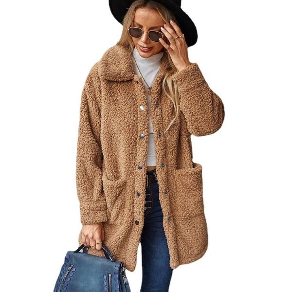 

women's wool & blends winter warm trench coat fashion female clothing 2021 solid single breasted outerwear jacket casual vintage long c, Black