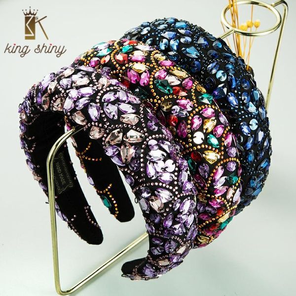 

hair clips & barrettes vintage varoque multi color crystal headband for woman luxury hand made rhinestone beaded sponge hairband party headp, Golden;silver