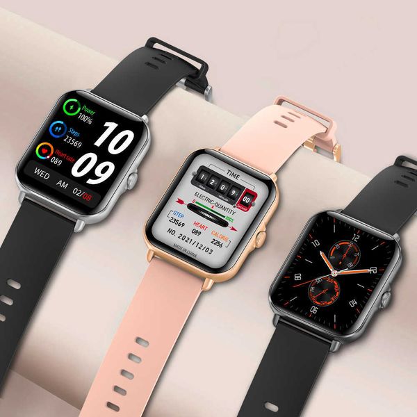 

2022 new color screen men smart watch full touch bluetooth call fitness tracker blood pressure smart clock ladies smartwatch+box, Slivery;brown