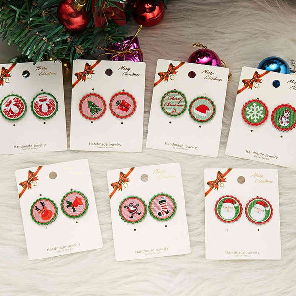 

christmas new earrings elk bell pattern resin geometric