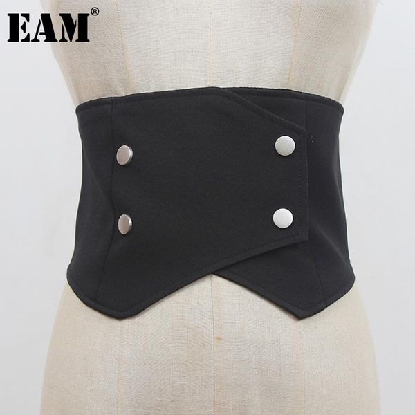 

belts [eam] black back elastic irregular button wide belt personality women fashion tide all-match spring autumn 2021 1de1585, Black;brown