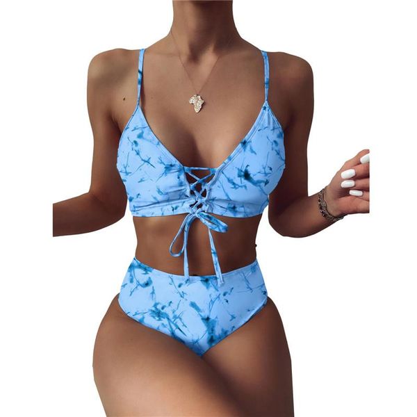 

women's swimwear 2pcs women floral print bikini suit split swimming clothes set beach wear tie-dyed printed pattern + shorts, White;black