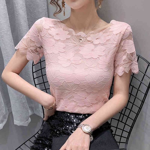 

women's t-shirt shintimes lace tee embroidery flowers t-shirt summer tshirt woman casual t femme short sleeve g6pk, White