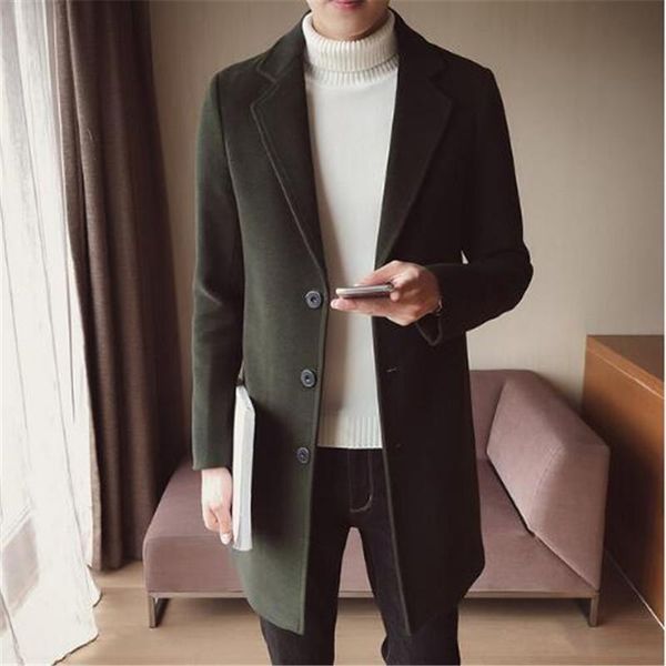 

men's trench coats man classic fashion 2021 black red army 5xl men long slim fit overcoat outerwear, Tan;black