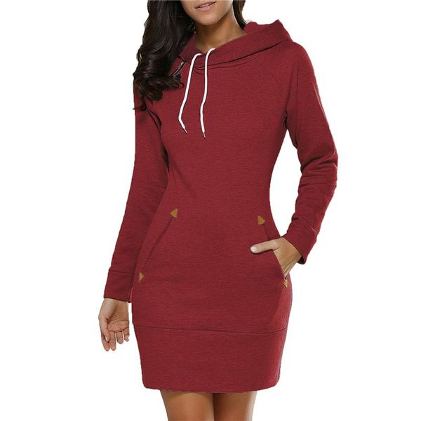 

casual dresses winter hooded dress 2021 european and american temperament s-2xl plus size red green black long sleeve fashion mini jd405, Black;gray