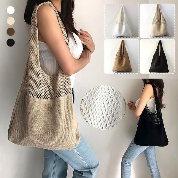 

outdoor bags vintage summer hollow woven womens braid handbags shoulder beach bag large capacity tote handbag