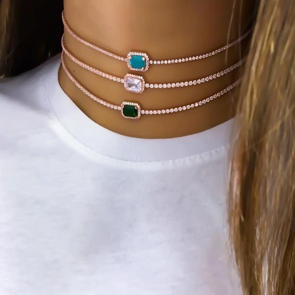 

women necklace pendant female short chain crystal statmenst chocker neck necklaces, Silver